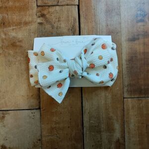 Baby girl headband fall pumpkin Thanksgiving headband bow handmade